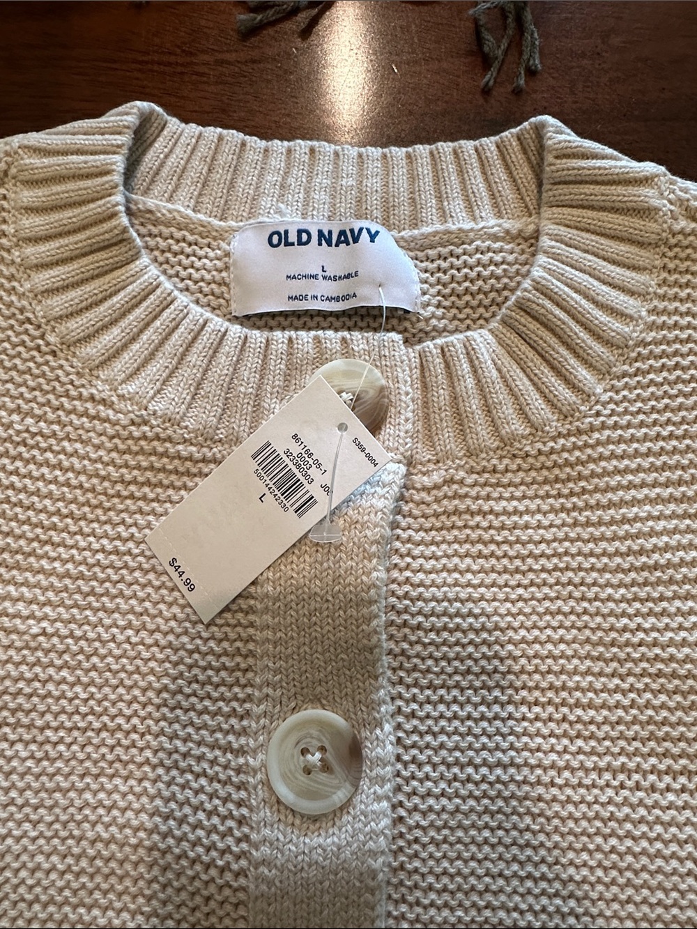 Old Navy Women's Cream Button-Up Textured Cardigan - Picture 2 of 12